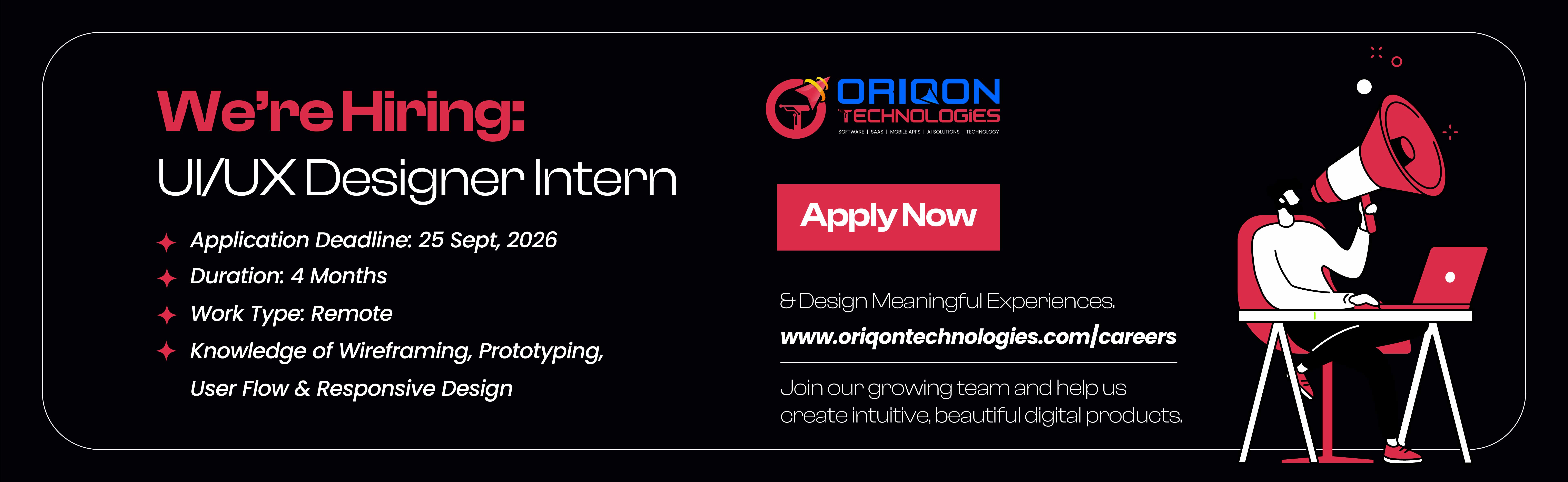 UI/UX Designer Intern Hiring Banner